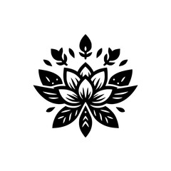 Black Lotus Flower Illustration, Minimalist Design, Symbol of Peace
