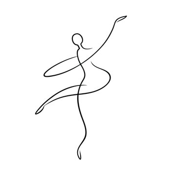 ballet dancer icon, line minimalist sketch vector line art illustration