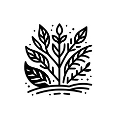 Minimalist Botanical Line Art: Leaves and Plant Element