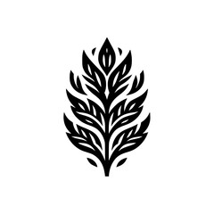 Bold Black & White Leaf Emblem: Minimalist Nature Vector