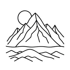 vector illustration of mountain landscape, line minimalist sketch vector line art illustration