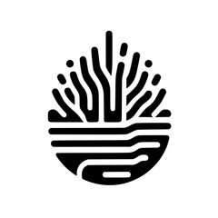 Abstract Tree Icon: Nature-Inspired Black and White Symbol