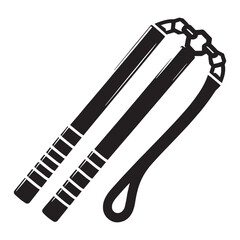 Powerful Nunchaku silhouette with sleek detailing – Nunchaku illustration – Minimalist Nunchaku vector – Weapon silhouette


