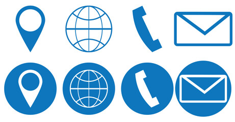 Web icon set. Website set icon vector. for computer and mobile. Business card icons. Contact us line icons. Communication information icon symbol, sign . Editable stroke. Vector illustration