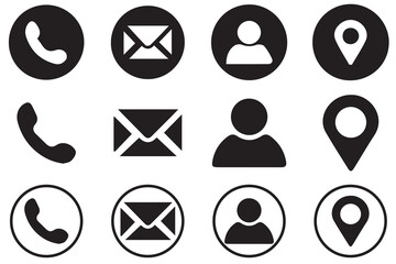 Web icon set. Website set icon vector. for computer and mobile. Business card icons. Contact us line icons. Communication information icon symbol, sign . Editable stroke. Vector illustration