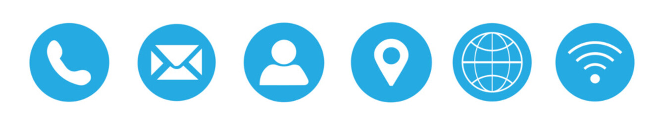 Set of contact us icons. Vector address business illustration. Set of web icons for email computer communication. Vector website icon set