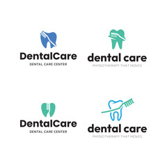 Set of Toothbrush logo design, Dental care logo.