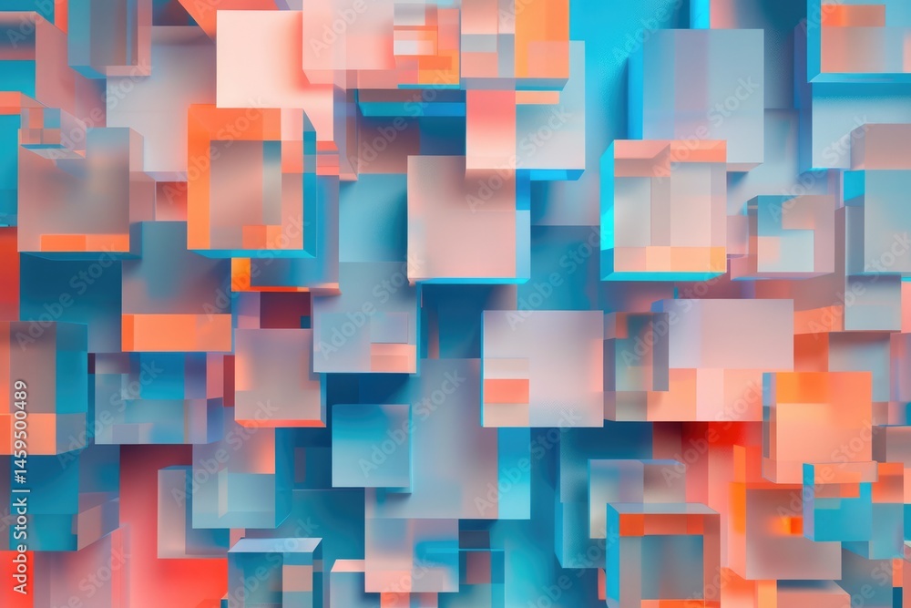 Poster the abstract picture of blue and orange shape repetitive pattern polygon geometry background, geomet