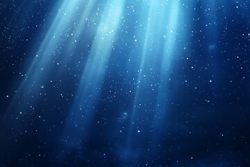 "Soft rays of light shining through dark water, creating a serene underwater scene"

