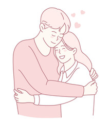 A beautifully sweet illustration of a couple sharing a loving hug, symbolizing deep affection and connection