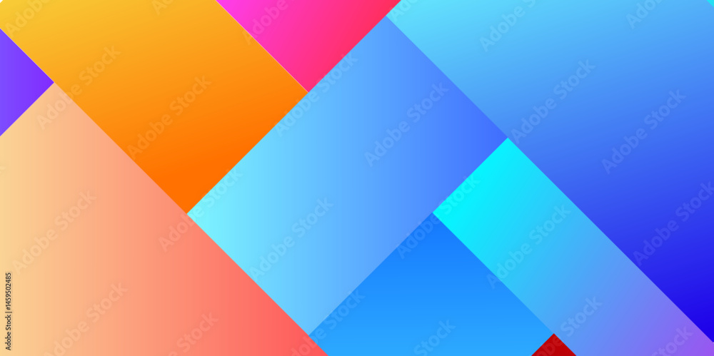 Poster multicolor geometric dynamic gradients background. color papers geometry flat composition background