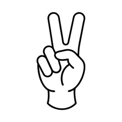 victory sign line minimalist sketch vector line art illustration