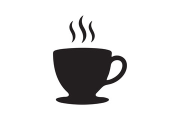 Coffee cup silhouette on white background.
