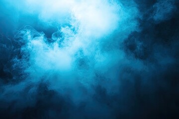 Obraz premium Deep blue smoke clouds, illuminated from above. Intense, dramatic, hazy atmosphere
