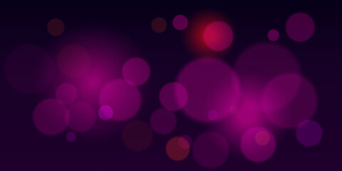 Bokeh. Purple glowing blurry circles on dark backdrop. Fits celebration layout, party visuals, dreamy effects, elegant overlays, digital decorations and night event design.