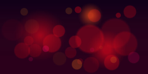 Bokeh. Red glowing blurry circles on dark backdrop. Fits celebration layout, party visuals, dreamy effects, elegant overlays, digital decorations and night event design.