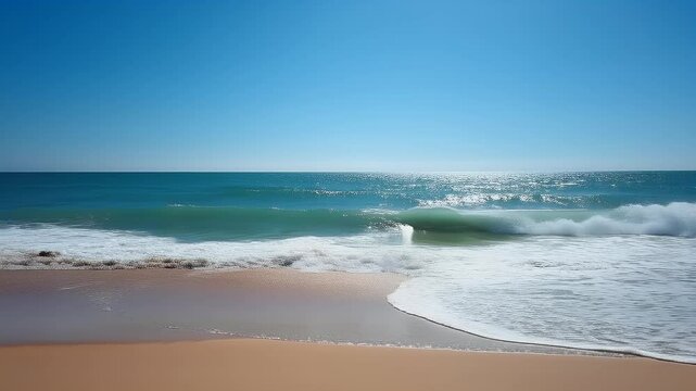 Ocean Sea Waves Crashing on Sandy Beach Coastal Nature Seascape