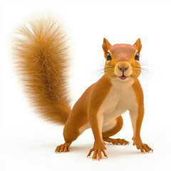 Obraz premium Squirrel stands proudly with fluffy tail in bright surroundings