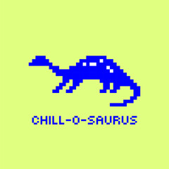 Pixel Retro Chill Dinosaur illustration. Funny mental health sticker. Rest dino for kids. Nostalgia arcade. Funny print for t-shirt, web, posters, social media, psychology article, post