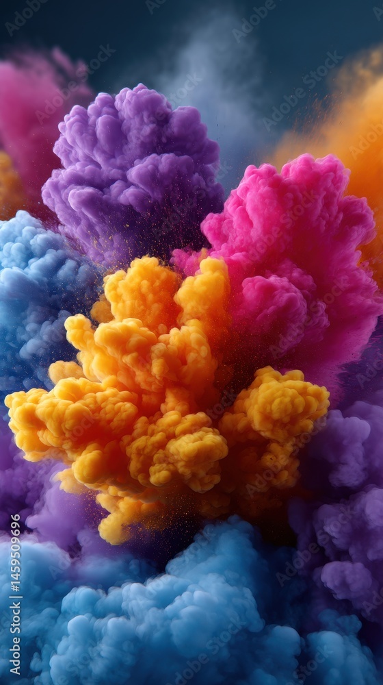 Aufkleber abstract colorful clouds explosion effect background vibrant hues and creative artistic expression f