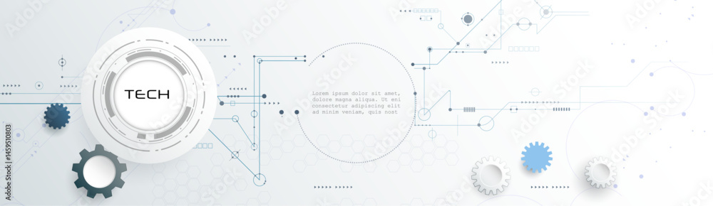 Poster Vector design motherboard or circuit board on white background. Illustration Abstract modern digital futuristic, engineering, science, computer technology. Hi tech computing, hardware system concept