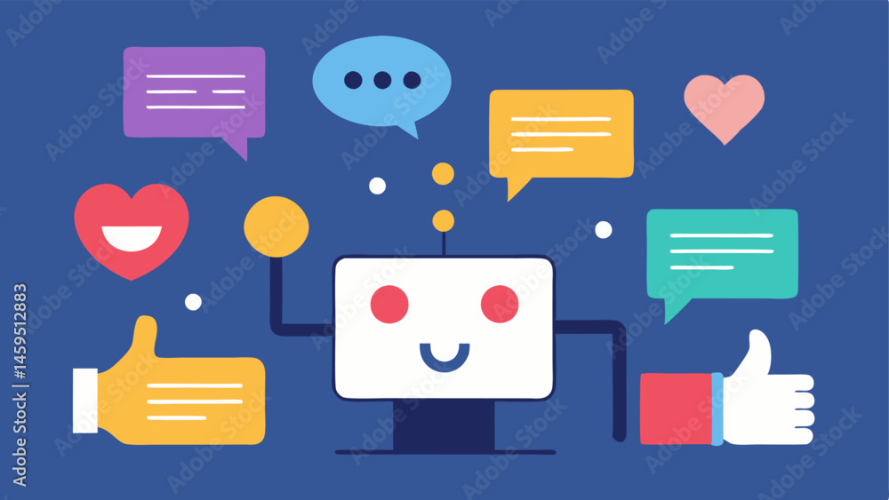 Poster engagement metrics a visual representation of thumbs up hearts and comments being analyzed by an ai 