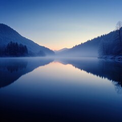 Fototapeta premium Still lake at early dawn