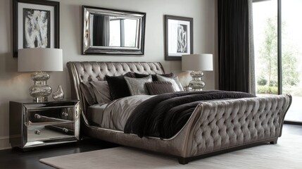 Luxurious bedroom suite, modern design, elegant decor, interior design, potential for interior catalog, or magazine feature