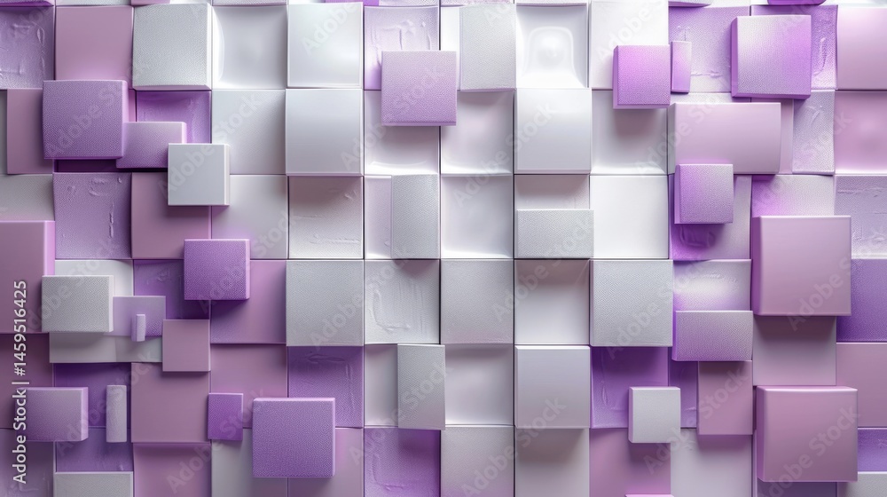 Poster abstract geometric pattern with overlapping white squares on a purple background. background image o