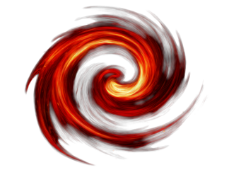 Red and Orange Spiral Swirl with Bright Light Overlay Effects and Motion Isolate on Transparent Background, cutout, png