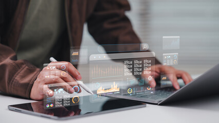 businessman, Data Driven Economic Growth Laptop Modeling Age In Office