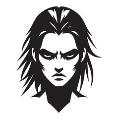 Sharp-edged Angry Face silhouette with emotional depth – Angry Face illustration – Intense Angry Face vector – Angry Silhouette

