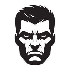 Sharp, dramatic Angry Face silhouette – Angry Face illustration – Bold Angry Face vector – Angry Silhouette

