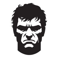 Cutting Angry Face silhouette, modern and intense – Angry Face illustration – Fierce Angry Face vector – Angry Silhouette

