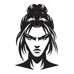 Dynamic Angry Face silhouette with sharp edges – Angry Face illustration – Strong Angry Face vector – Angry Silhouette

