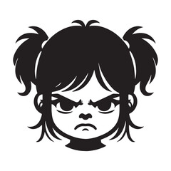 Intense Angry Face silhouette, captured in time – Angry Face illustration – Fierce Angry Face vector – Angry Silhouette

