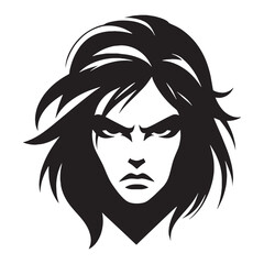 Focused Angry Face silhouette, sharp lines of emotion – Angry Face illustration – Defined Angry Face vector – Angry Silhouette

