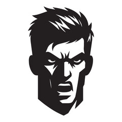 Aggressive Angry Face silhouette, emotion-driven design – Angry Face illustration – Strong Angry Face vector – Angry Silhouette

