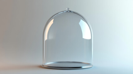 Realistic rendering of a glass bell jar isolated on a white background
