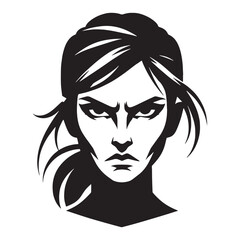 Distorted Angry Face silhouette, fierce and strong – Angry Face illustration – Intense Angry Face vector – Angry Silhouette

