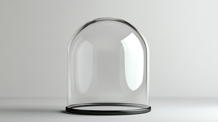 Realistic rendering of a glass bell jar isolated on a white background