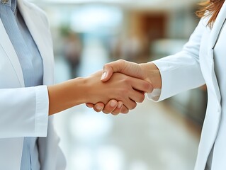 Two women shaking hands, partnership