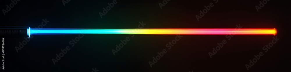 Fototapete abstract neon line: a vibrant neon line stretches across a dark canvas, transitioning from cool blue