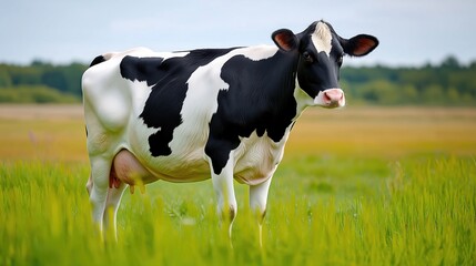 Black and White Cow in Open Field