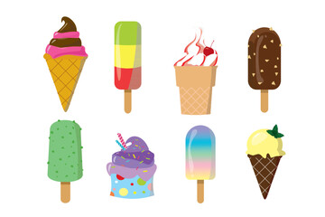 Collection of tasty ice creams vector