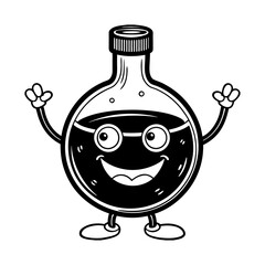 Download Happy Empty Monochrome Round Flask With Arms Vector Illustration Eps File For Design.
