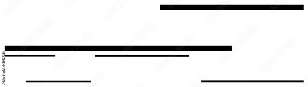 Poster array of black horizontal lines in various lengths and thicknesses set against a white backdrop. ide