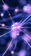 Microscopic view of a neuron, glowing with light, intricate network of connections