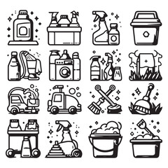 editable vector clip art collection of cleaning elements