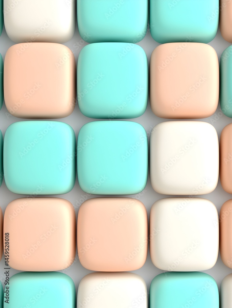 Poster pastel-colored rounded squares in a grid pattern